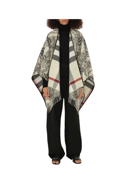BURBERRY BURBERRY REVERSIBLE EKD CHECK WOOL CAPE