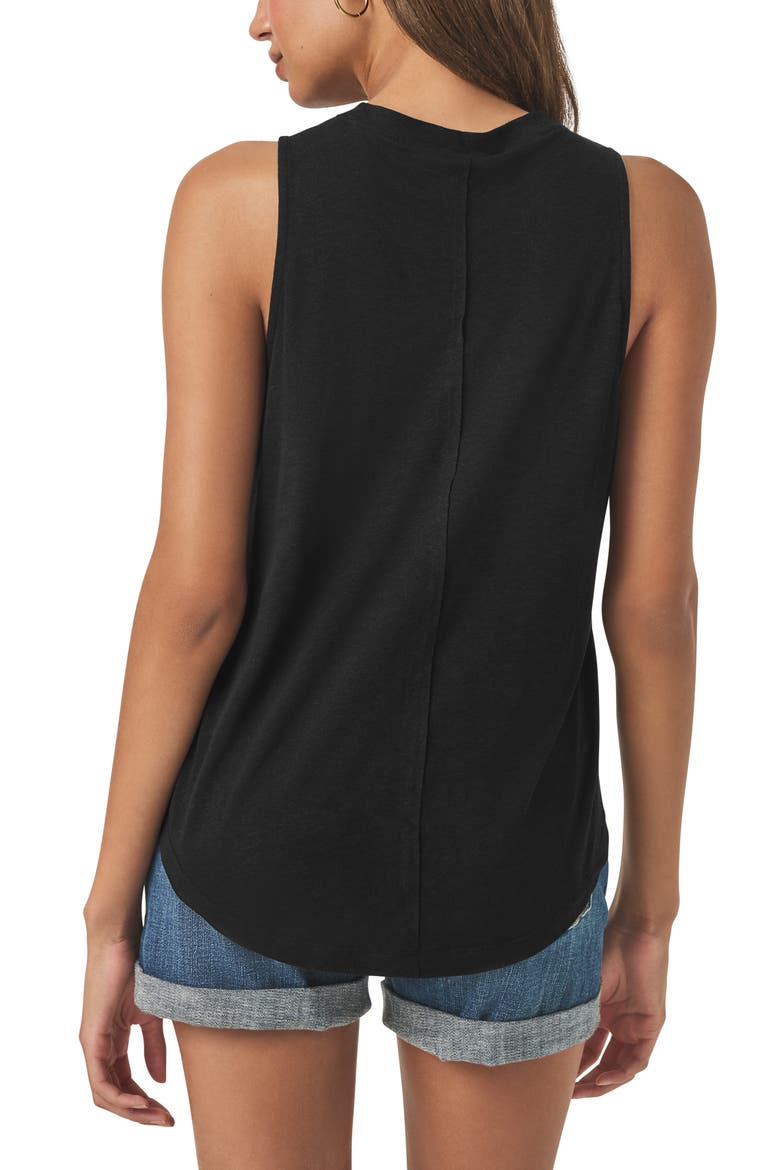 Cady Crewneck Linen Blend Tank, Alternate, color, BLACK