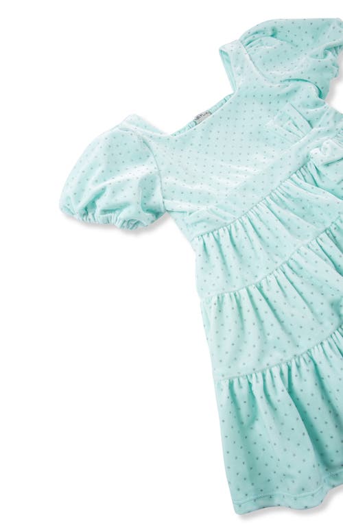Shop Habitual Kids Kids' Square Neck Tiered Velour Dress In Aqua