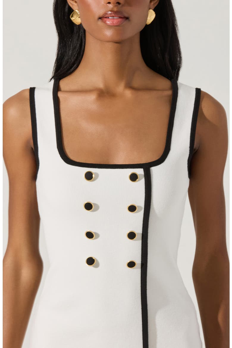 Contrast Button Sweater Dress, Alternate, color, WHITE