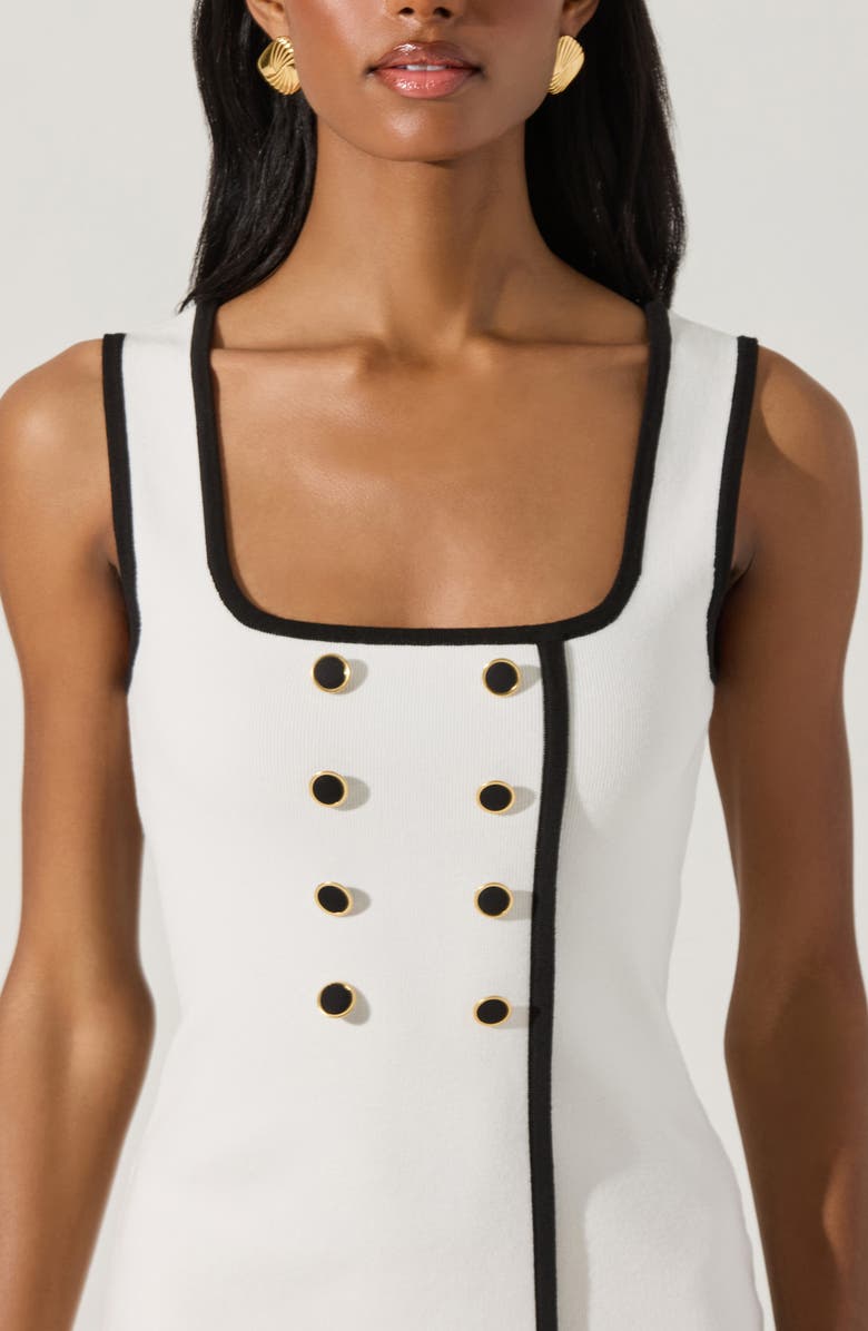 ASTR the Label Contrast Button Sweater Dress, Alternate, color, White
