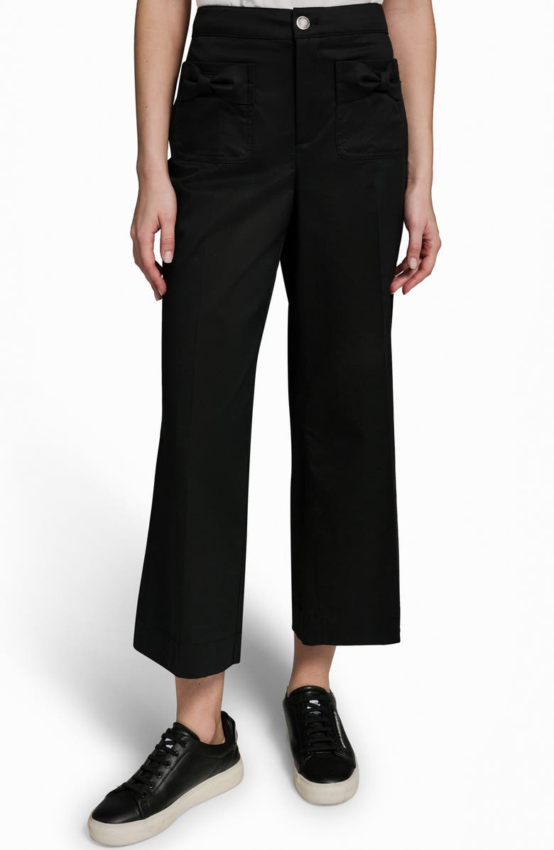 KARL LAGERFELD PARIS Bow Pocket Crop Pants, Alternate, color, Black