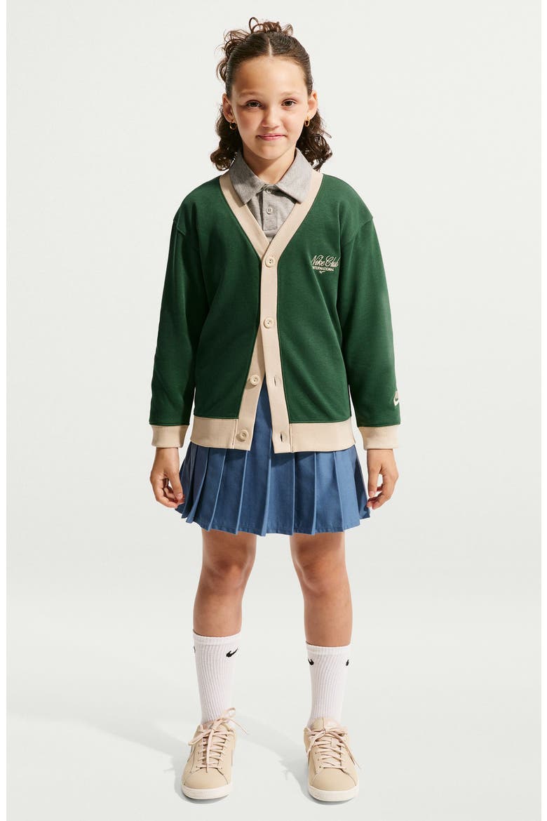 Kids' Club French Terry Cardigan, Alternate, color, FIR/ SANDDRIFT