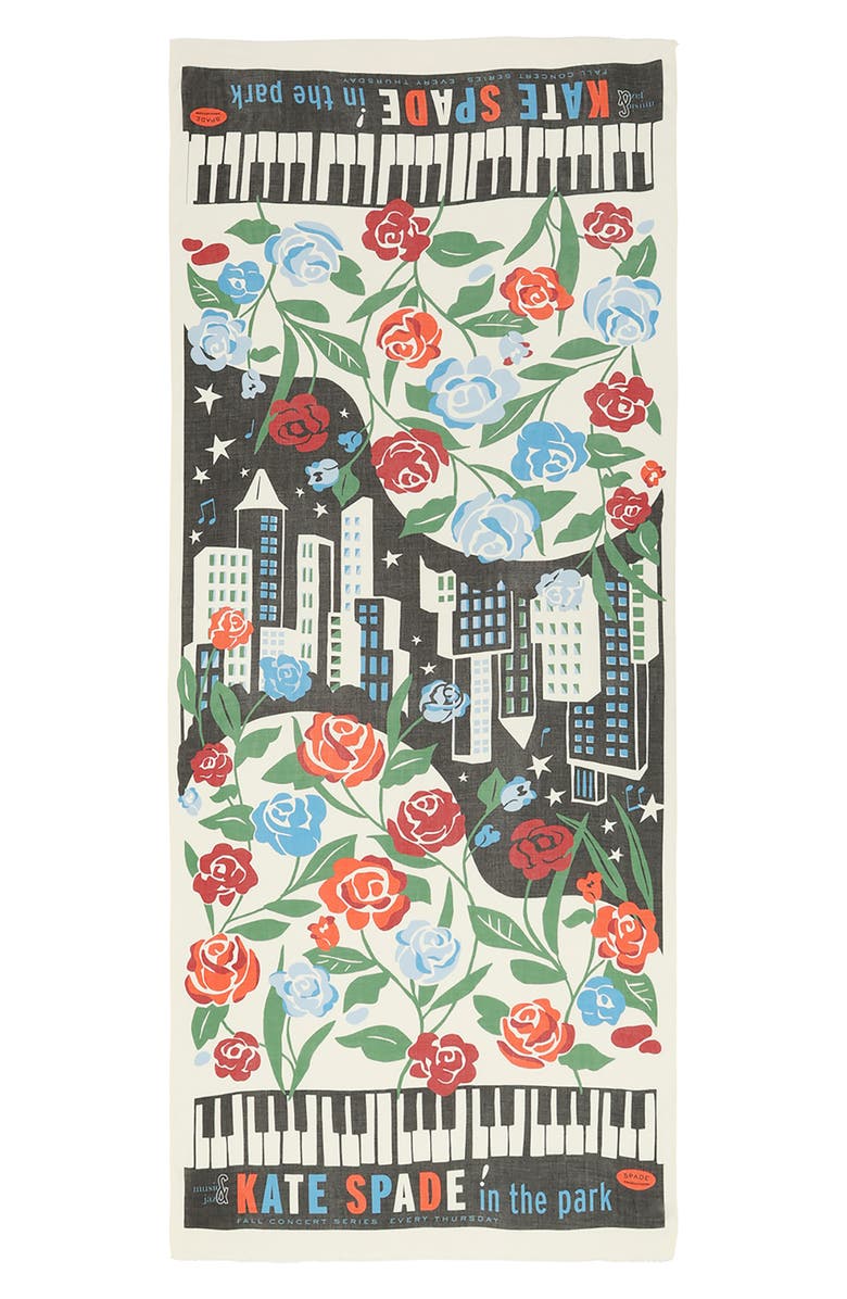 Kate Spade New York central park jazz night oblong scarf, Alternate, color, White Multi