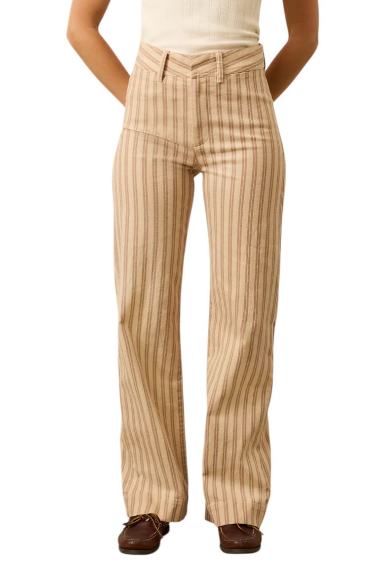 Twill Tide Stripe Slim Straight Leg Pants, Main, color, PEBBLE SHORE STRIPE