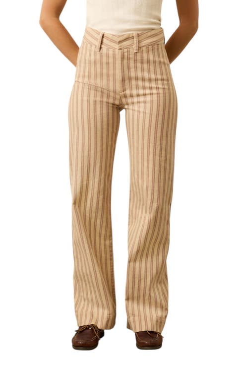 Twill Tide Stripe Slim Straight Leg Pants