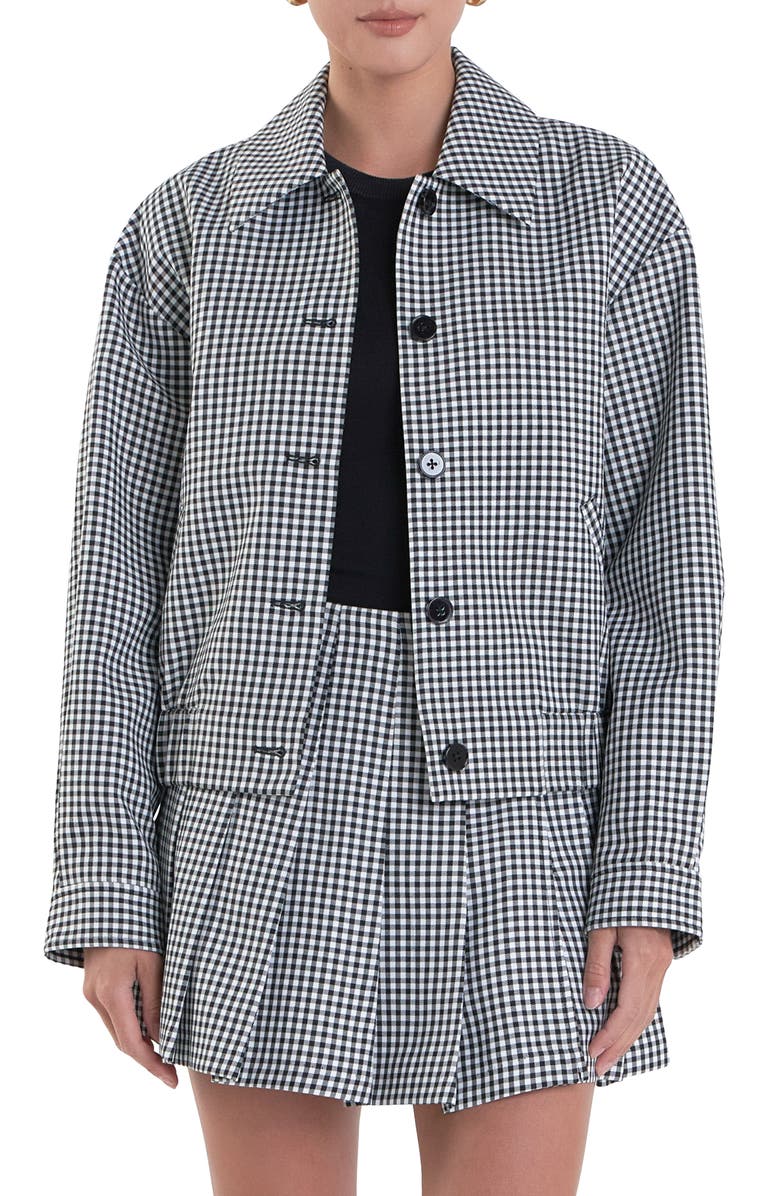 English Factory Gingham Check Jacket, Main, color, 