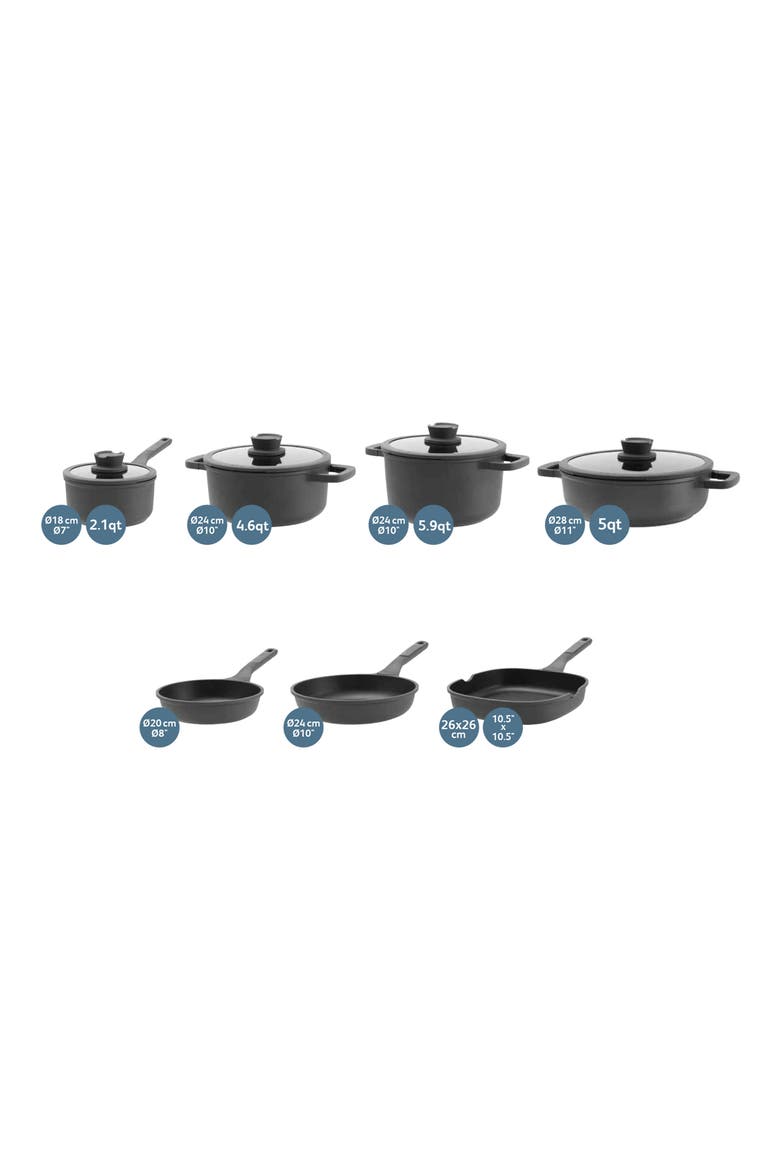 Stone 11-Piece Nonstick Cookware Set, Main, color, BLACK
