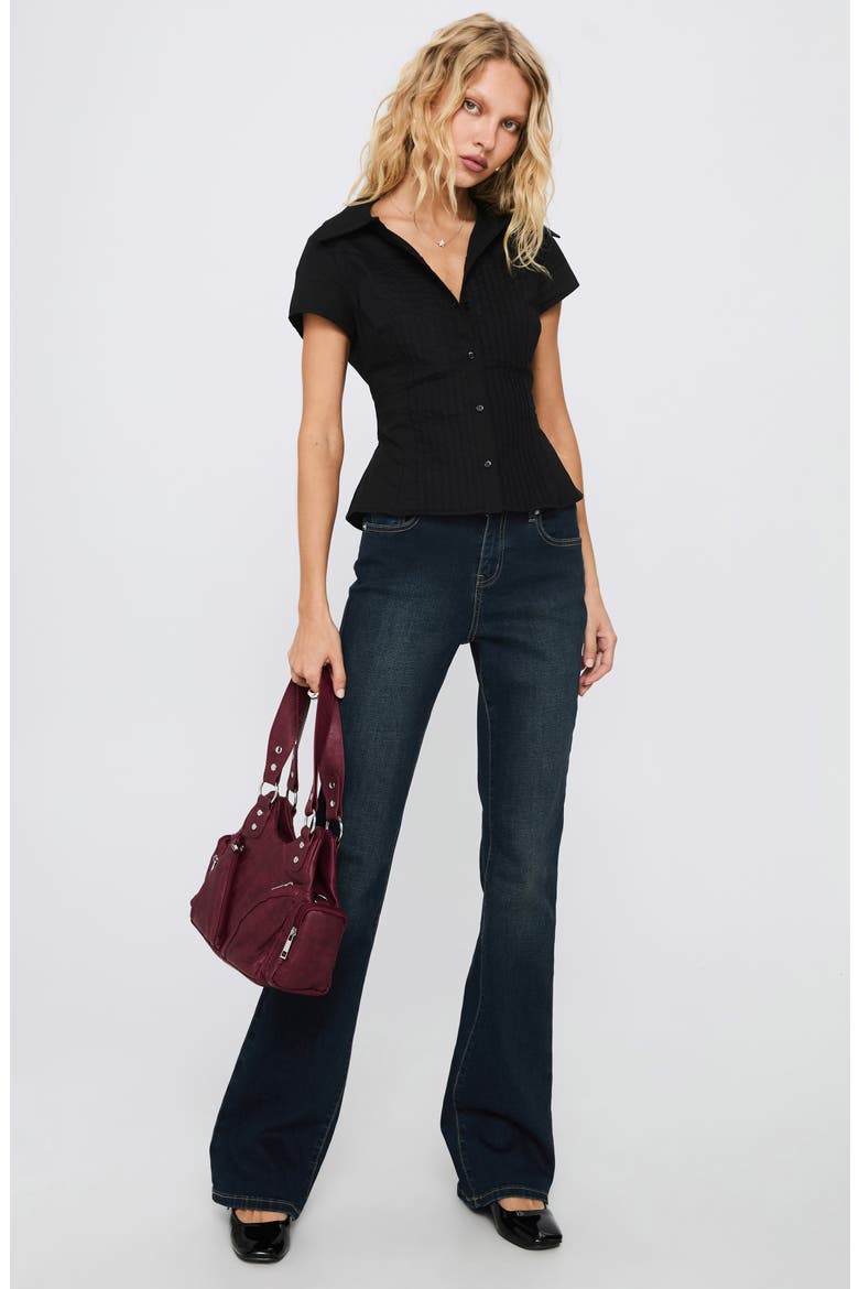 Akiyo Front Button Top, Alternate, color, BLACK