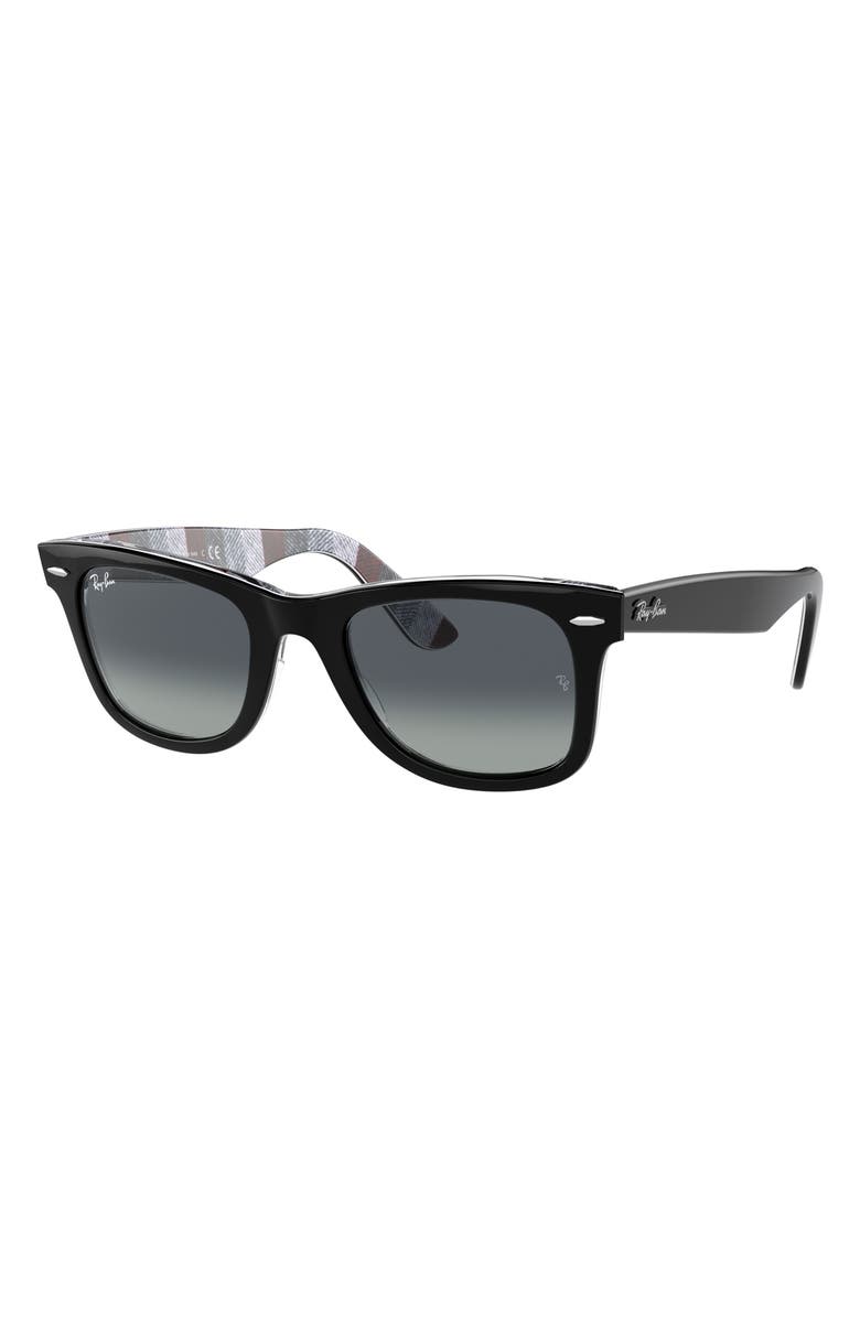 Ray-Ban Classic Wayfarer 50mm Sunglasses, Alternate, color, Black Chevron Grey / Burgundy