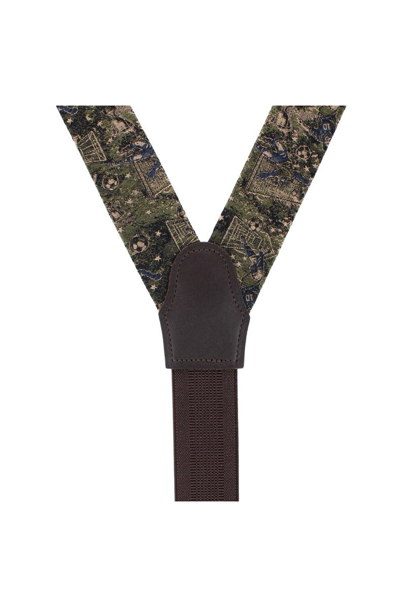 Trafalgar World's Champion Goal Soccer Novelety Button End Suspenders, Alternate, color, Green