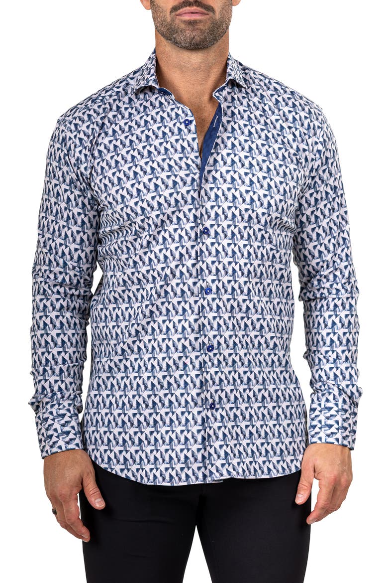 Eins Marthy Contemporary Fit Button-Up Shirt, Main, color, WHITE/BLUE