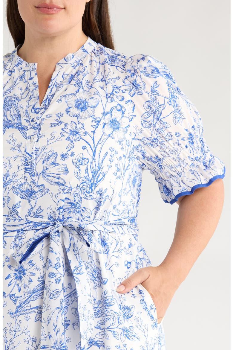 Eve Floral Nori Cotton Midi Dress, Alternate, color, BLUE/ WHITE