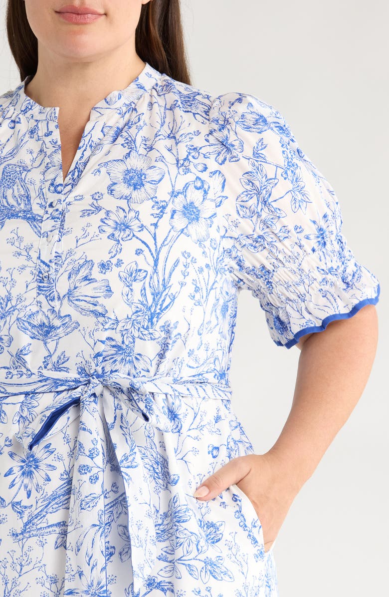 SUGARLIPS Eve Floral Nori Cotton Midi Dress, Alternate, color, Blue/ White