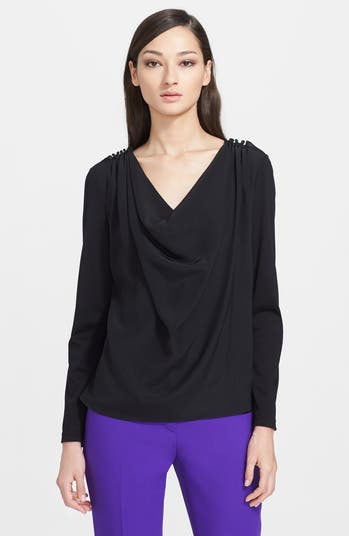 ESCADA Draped Mix Media Top | Nordstrom