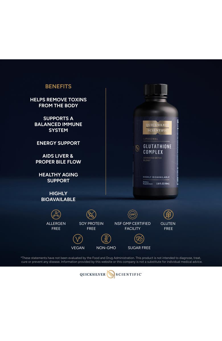 Quicksilver Scientific Glutathione Complex Milk Thistle and Vitamin B Complex Liquid Supplement, Alternate, color, NO COLOR