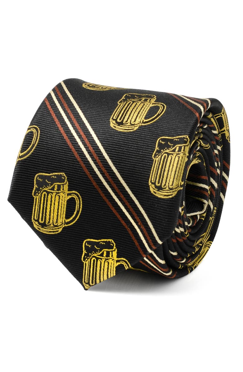 Cufflinks, Inc. Beeraficionado Stripe Silk Blend Tie, Alternate, color, Brown