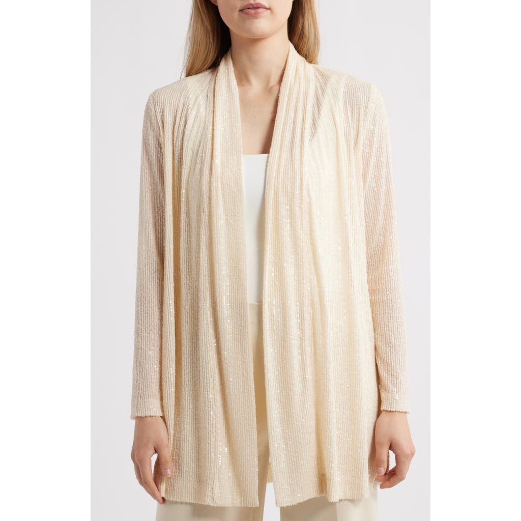 ANNE KLEIN ANNE KLEIN SEQUIN DRAPED OPEN FRONT CARDIGAN
