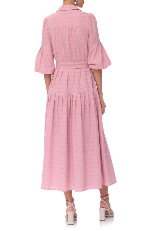 Avec Les Filles Eyelet Tie Waist Shirtdress In Rose