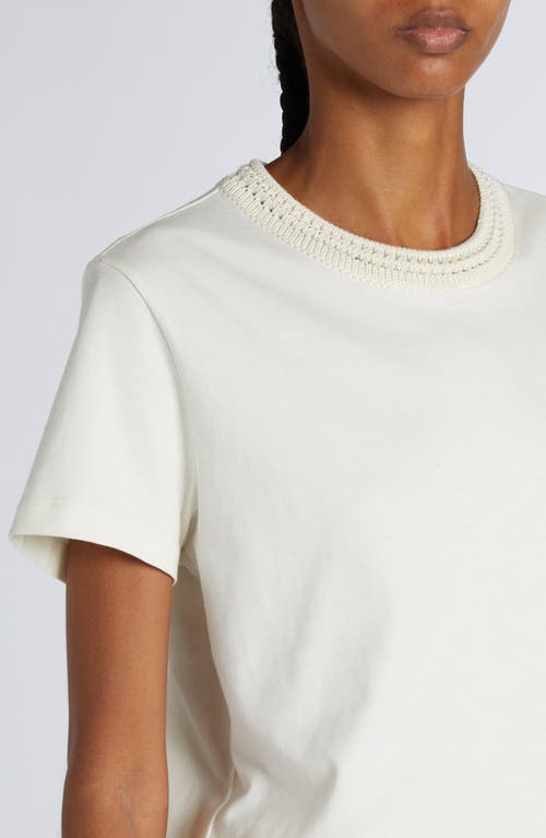 Moncler Crocheted Neck Tee In White