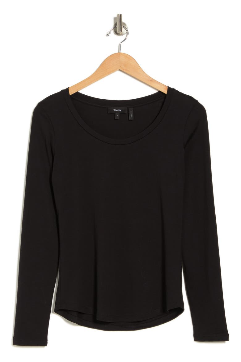 Tiny Scoop Long Sleeve Organic Cotton T-Shirt, Alternate, color, BLACK