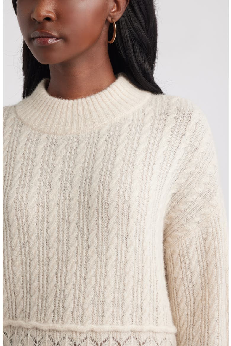 Mock Neck Alpaca & Wool Blend Sweater, Alternate, color, IVORY DOVE