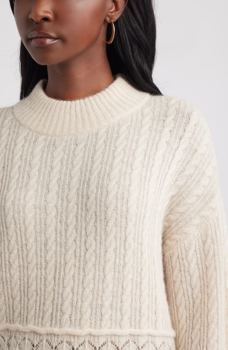 Treasure & Bond Mock Neck Alpaca & Wool Blend Sweater, Alternate, color, Ivory Dove