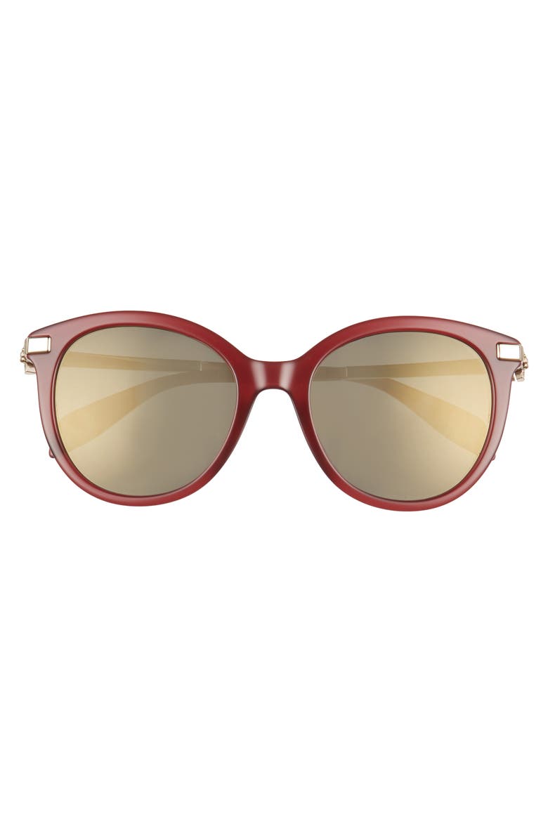 Alexander McQueen 53mm Rounded Cat Eye Sunglasses, Alternate, color, BURGUNDY