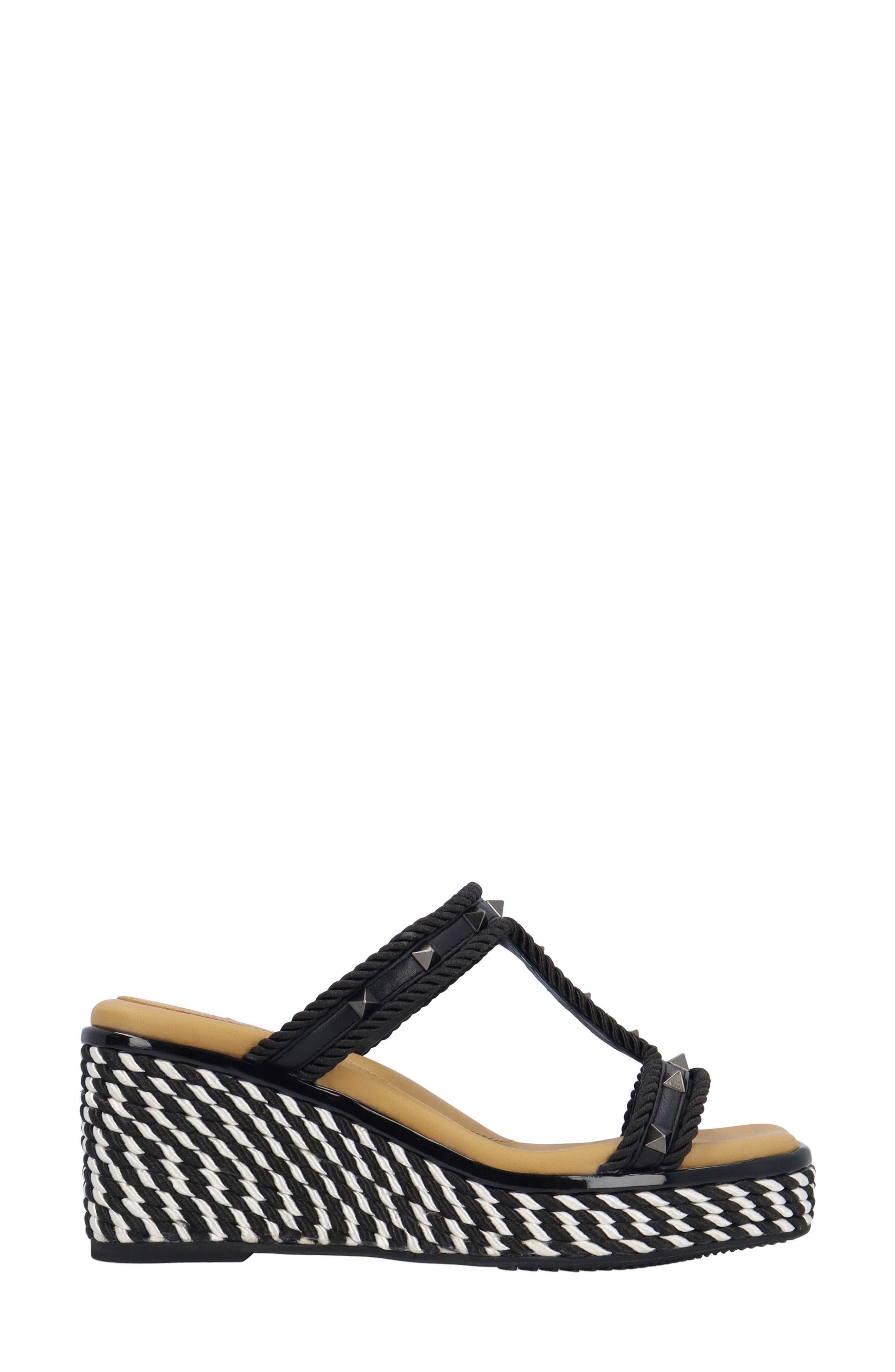 J. Reneé Tavelle Platform Wedge Sandal, Alternate, color, Black/ White