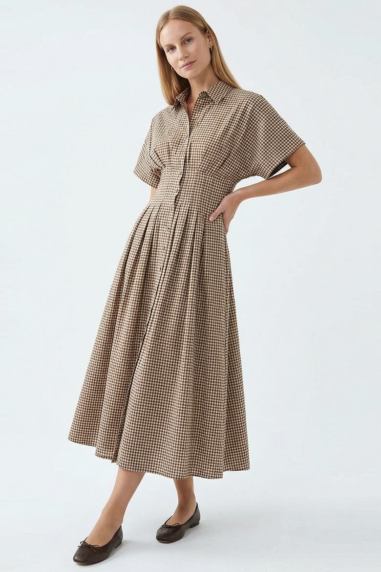 Swan Midi Shirt Dress, Main, color, CREAM-MINK