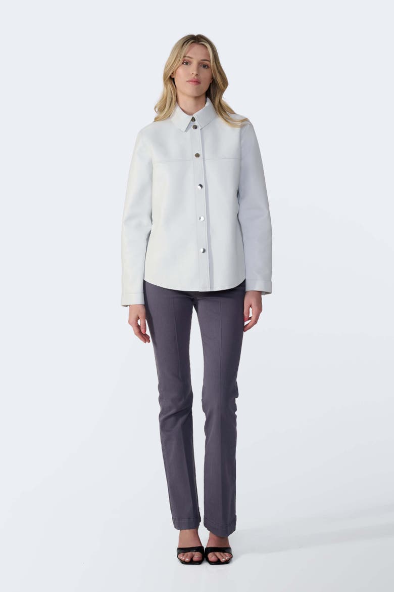 Frankie Leather Shirt Jacket, Alternate, color, White