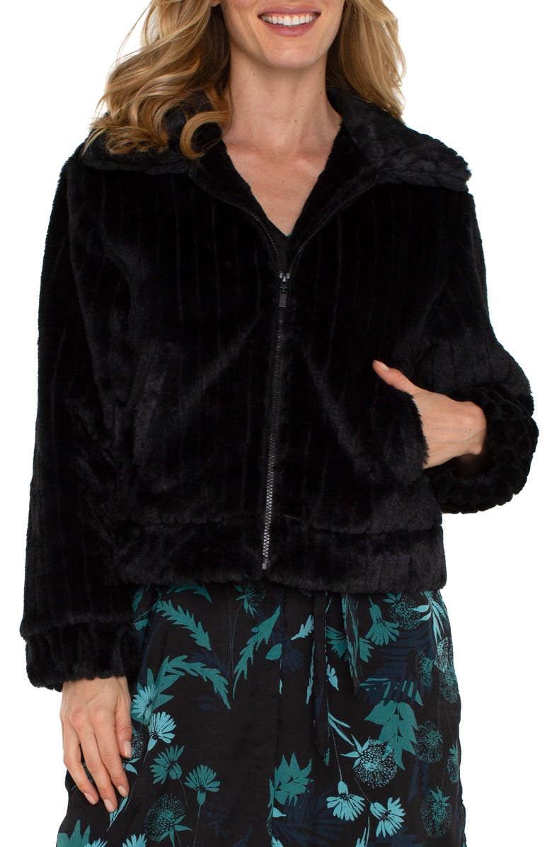 Liverpool Los Angeles Faux Fur Crop Jacket, Main, color,