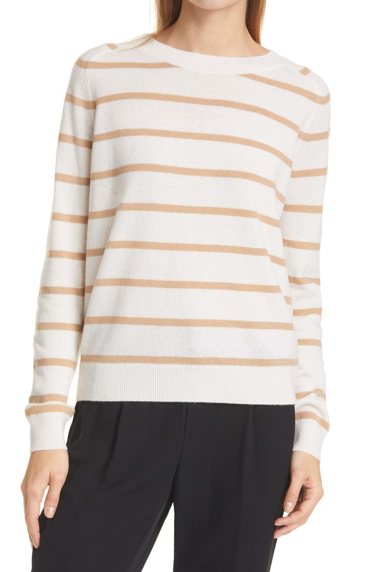 Striped Wool & Cashmere Blend Sweater, Main, color, OFF WHITE/ HAZEL