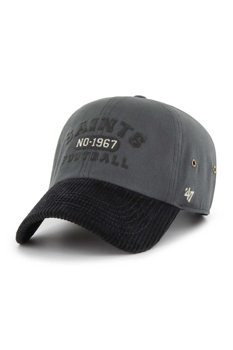 Men's '47 Charcoal New Orleans Saints Ridgeway Clean Up Adjustable Hat, Main, color, Charcoal