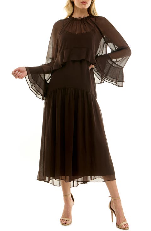 Chiffon Slipdress & Ruffle Overlay Top Set