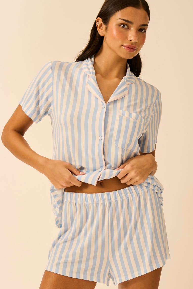Short Pyjama Set, Alternate, color, Serenity Stripe