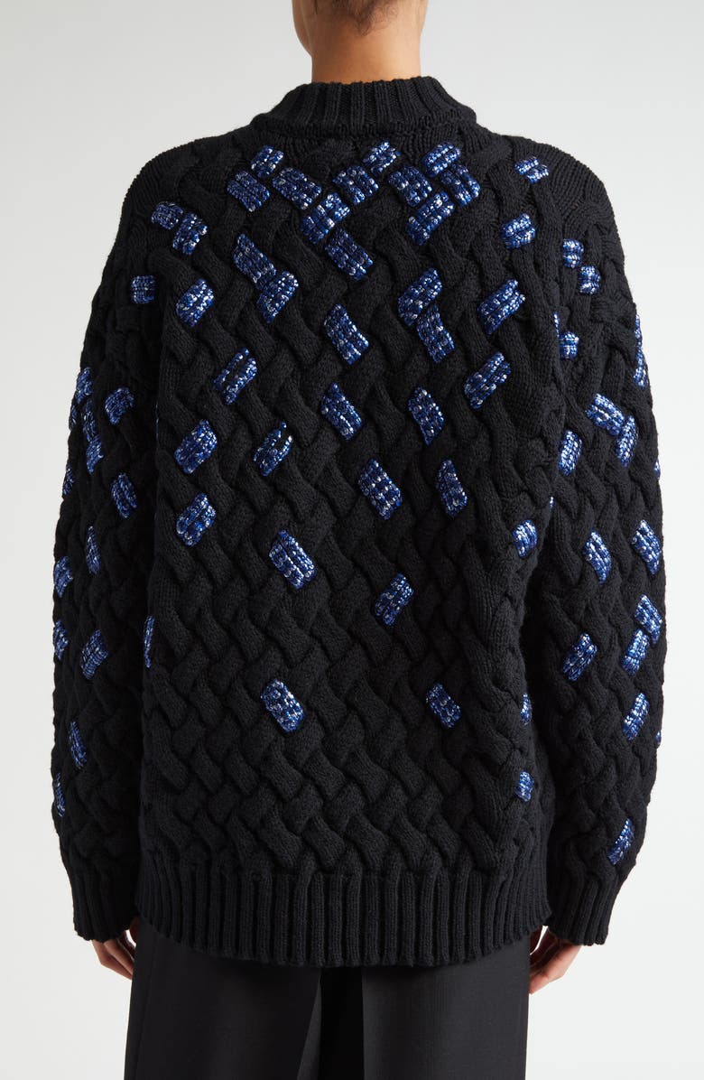 Dries Van Noten Embellished Virgin Wool Cable Knit Sweater, Alternate, color, 