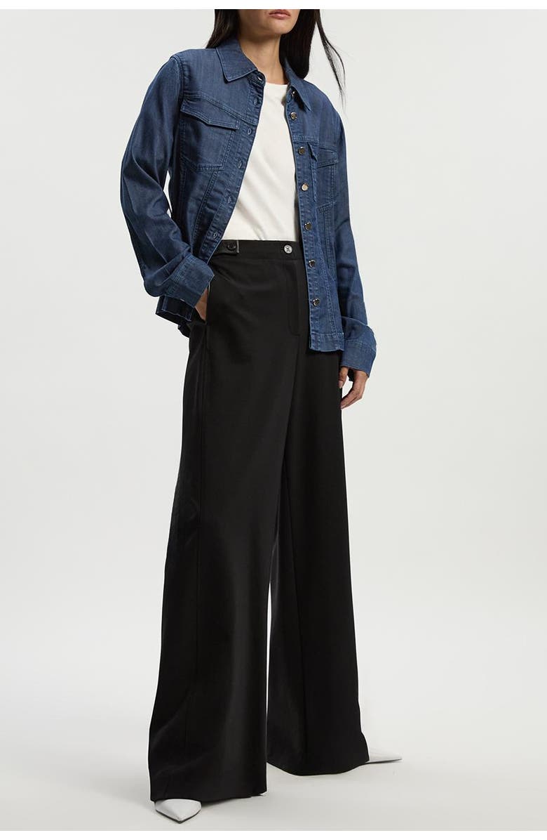 Karen Millen Ponte PU Wide Leg Pants, Alternate, color, Black
