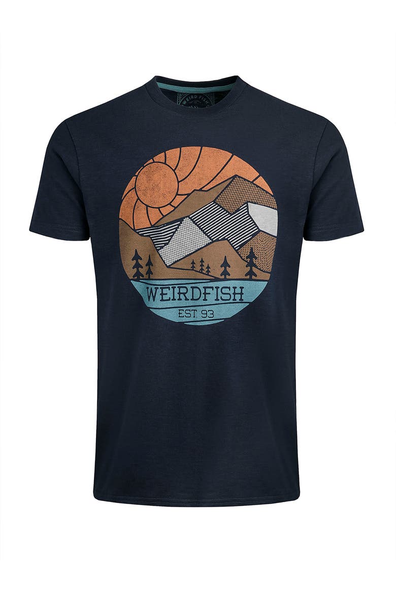 Foothills Front Print T-Shirt, Alternate, color, Navy