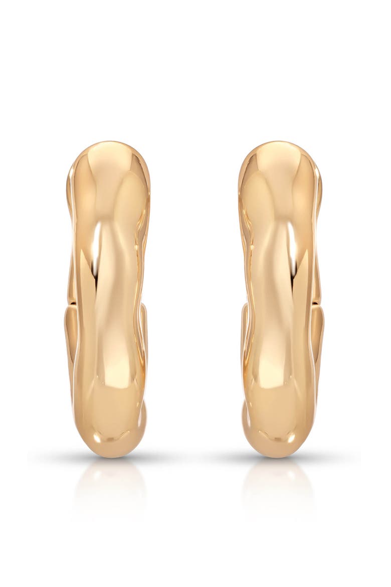 Mini Molten Hoop Earrings, Alternate, color, GOLD