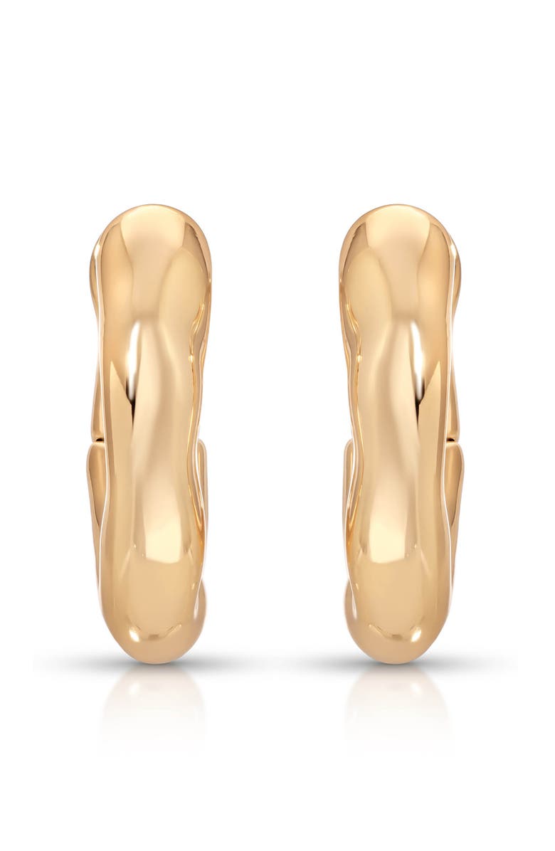 Ettika Mini Molten Hoop Earrings, Alternate, color, Gold