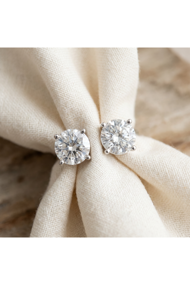 Certified 1 Ct TW Diamond Studs 14K Gold Screw Back Earrings, Alternate, color, 14k White Gold