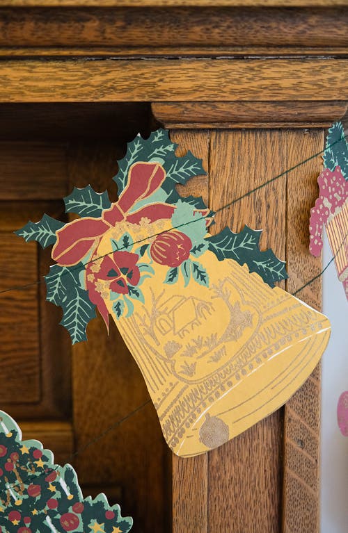 East End Press Chirstmas Sewn Paper Garland In Multi