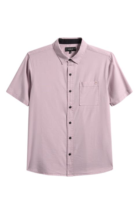 Made to Fade Short Sleeve Cotton & Lyocell Button-Up Shirt