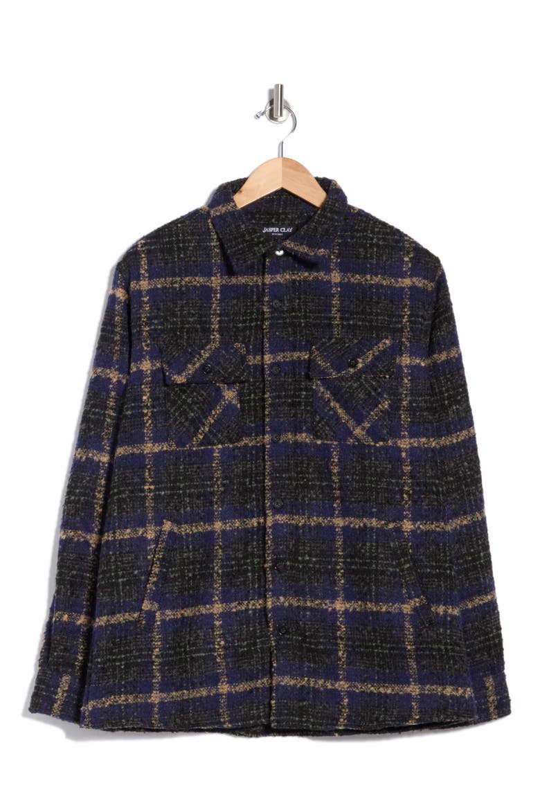 Plaid Shirt Jacket, Main, color, NAVY