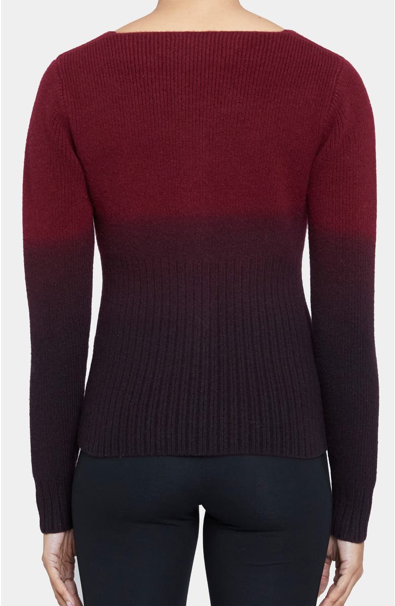 Santorelli RAYE Ombre Ribbed Knit Cardigan in Pure Wool, Alternate, color, Carmine Red