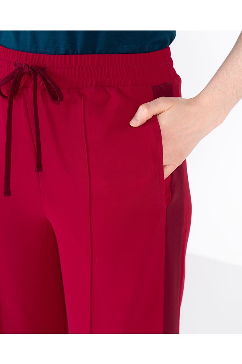 Drawstring Waist Side Stripe Trousers, Alternate, color, Raspberry & Deep Claret Stripe