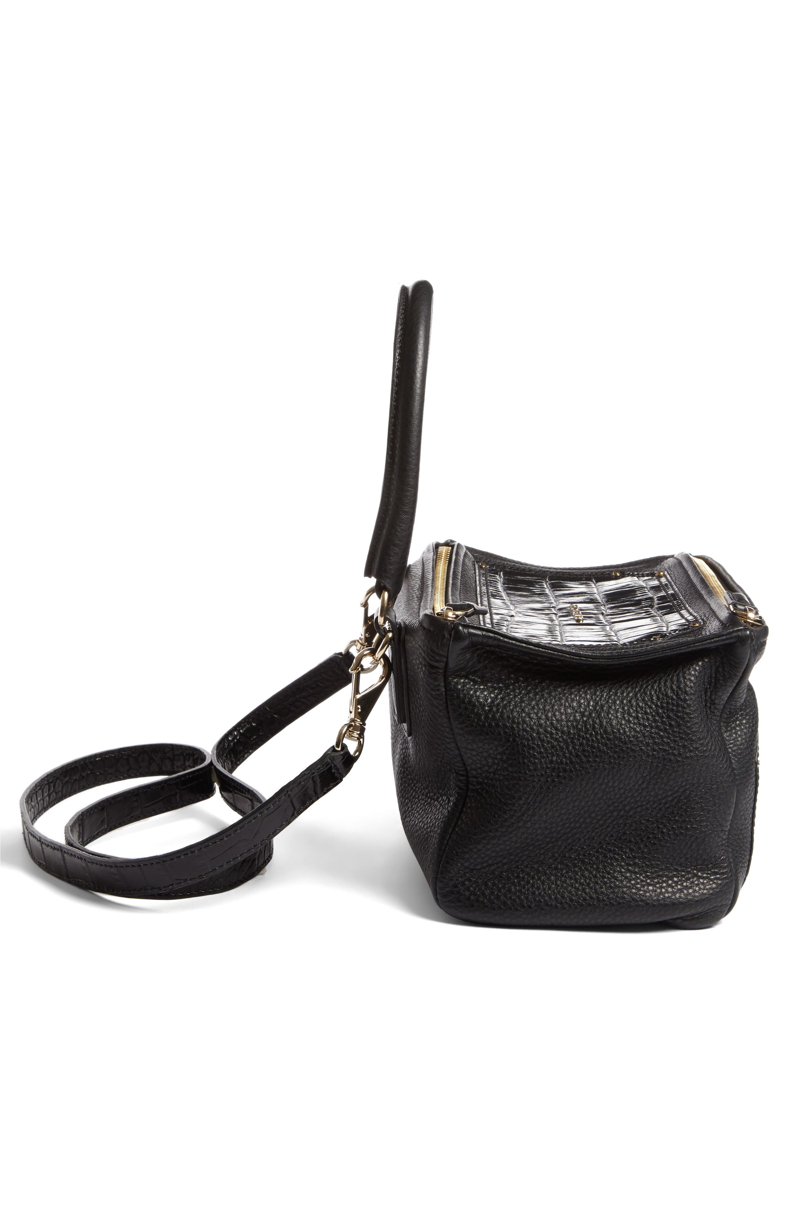 Givenchy Medium Pandora Croc Embossed Leather Satchel, Alternate, color, 