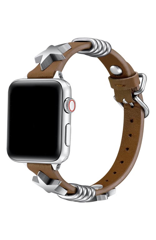 The Posh Tech Austin Star Leather Apple Watch® Watchband In Oat Milk