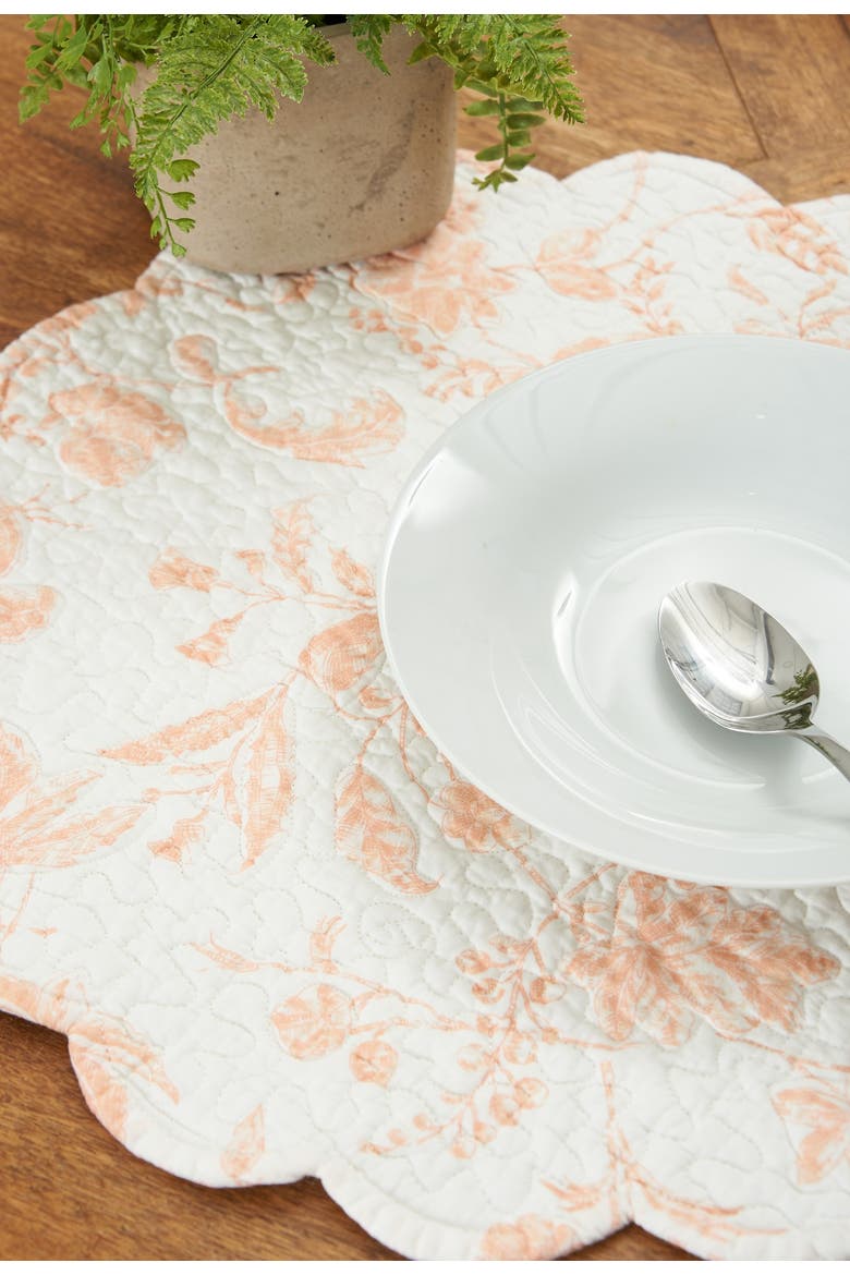 Brighton Pink Vintage Flowers 100% Cotton Round Set of 6 Placemats 17", Alternate, color, Pink
